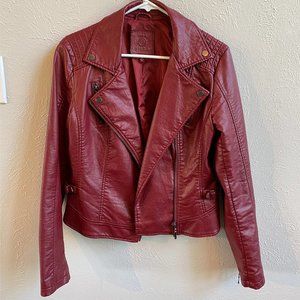 Faux Red Leather Jacket / Motor Jacket